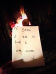 The note, sent up the chimney, written by our 4 yr old to let Santa know where she was.